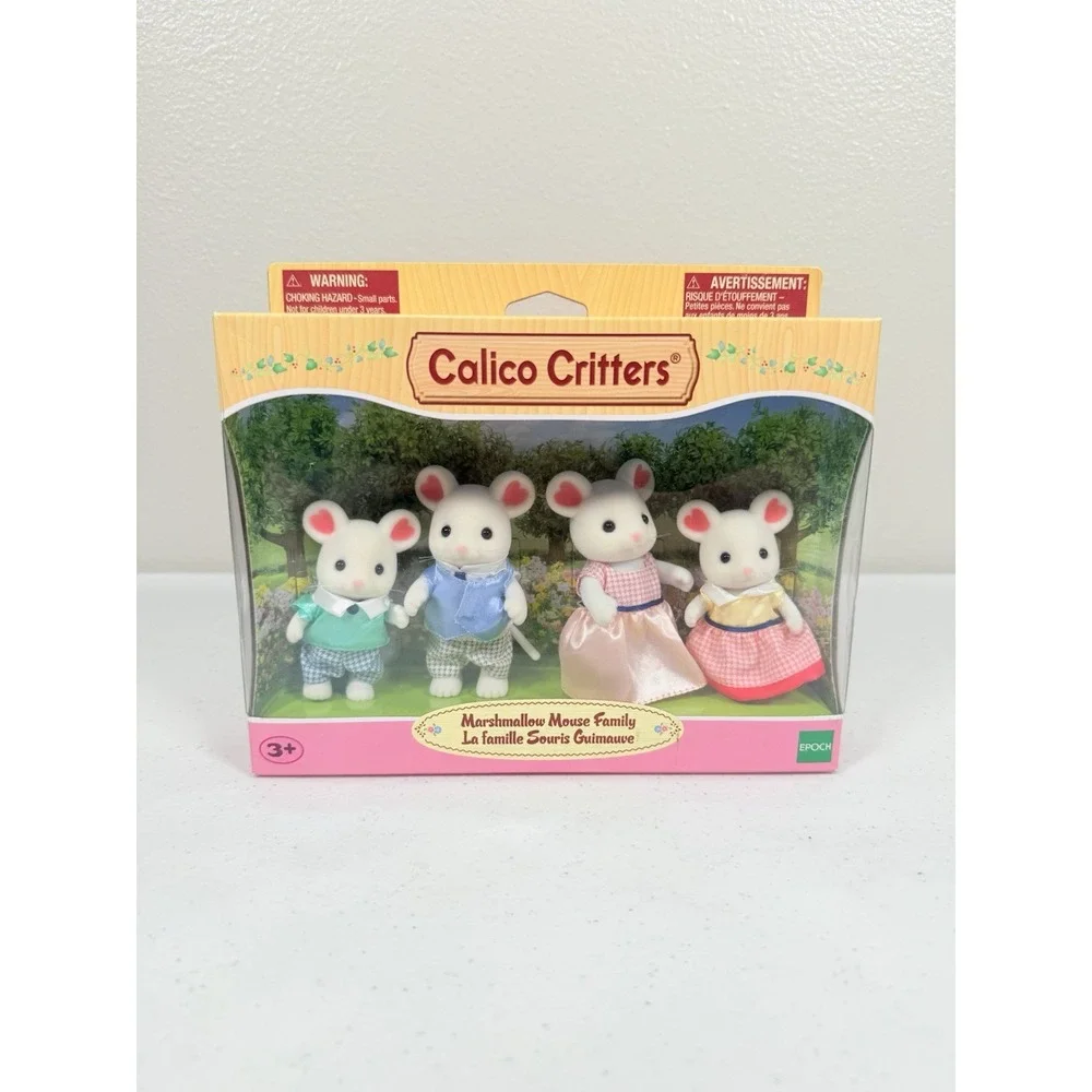 Sylvanian Families Calico Critters  Marshmallow Mouse Family And Triplets New